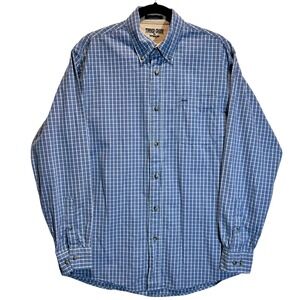 Vintage‎ Timber Creek Wrangler Shirt Mens M Blue Plaid Cotton Grunge Workwear